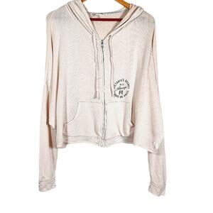Cream Victoria's Secret Oversized Long Sleeved Slouchy Full Zip Sweatshirt Sz M